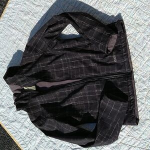 Gander Mountain Women's Gray White Window Pane Full Zip Light Jacket Coat Sz S